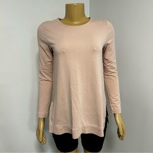 J. Jill Long Sleeve Scoop Neck Tee in Light Blush Pink